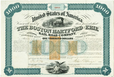 1866 bond of The Boston Hartford & Erie Rail Road Company