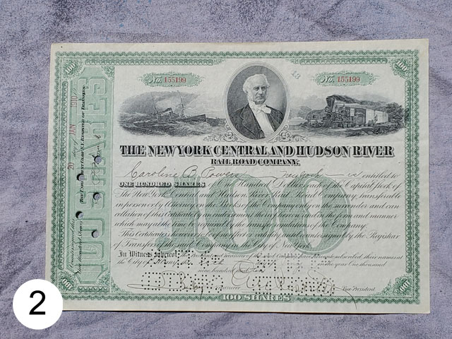 New York Central & Hudson River Railroad stock certificate