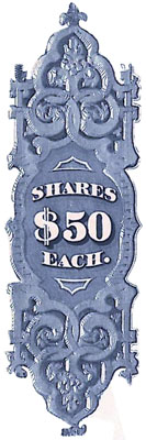 Engraved medallion indicating $50 par value