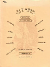 1992 S H Jemik auction catalog 1992 S H Jemik auction catalog