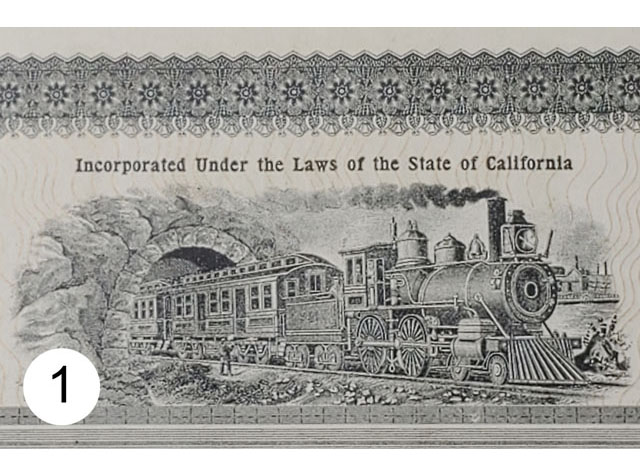 Vignette on generic certificate printed for the Fullerton & Richfield Railway Co
