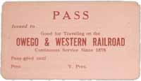 Owego & Western Railroad 'Pass'
