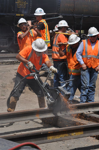 Laying rail at the Colorado Railroad Museum Laying rail at the Colorado Railroad Museum