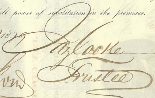 1879 signature of Jay Cooke