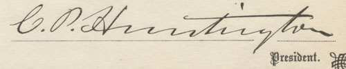 1878 signature of Collis Potter Huntington