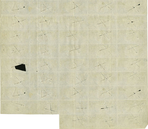 Knife cancellation visible from the back of a bond Knife cancellation visible from the back of a bond