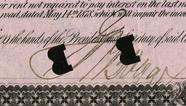 Punch cancellation in the shape of letter Punch cancellation in the shape of letter