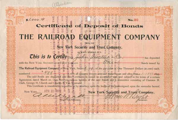 Certificate of deposit with partial payment impressions