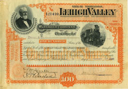 Lehigh Valley Railroad 100-share certificate Lehigh Valley Railroad 100-share certificate