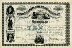 Pennsylvania Railroad 10-share stock certificate