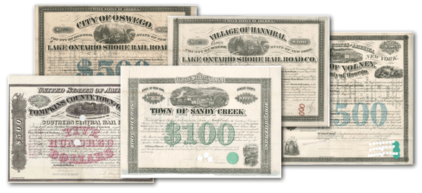 Collection of popular and acquirable aid bonds from several New York towns
