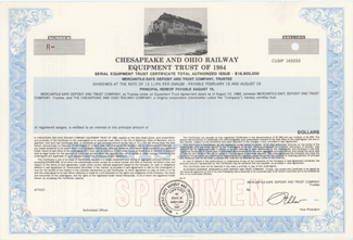 ETC issued to buy equipment for the Chesapeake & Ohio Railway in 1984