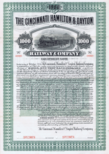 1904 equipment note issued by the Cincinnati Hamilton & Dayton Railway Co to buy equipment itself