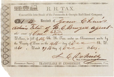 County tax payment convertible into stock of the Pensacola & Georgia Railroad