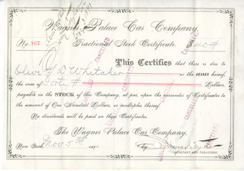 Fractional stock certificate for quantities of less than one share Fractional stock certificate for quantities of less than one share