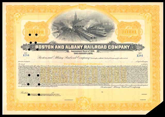 Corner tip missing from Boston & Albany Railroad Co bond