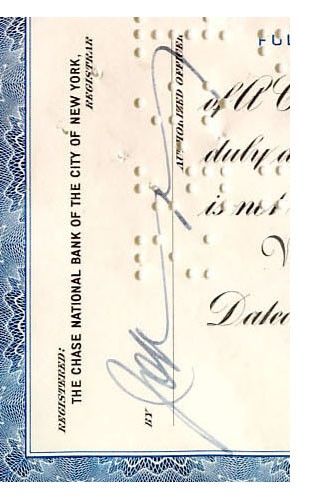 Trust company signature on stock certificate Trust company signature on stock certificate