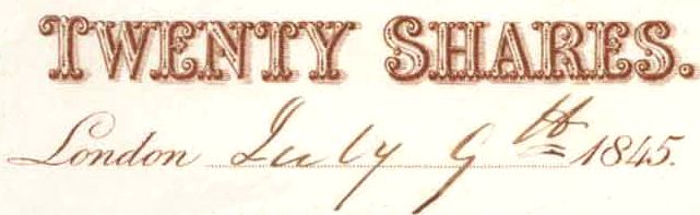 Lithographed 20-share denomination Lithographed 20-share denomination