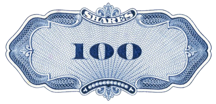 Engraved 100-share denomination Engraved 100-share denomination