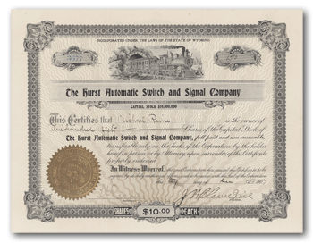 Lithographed stock certificate