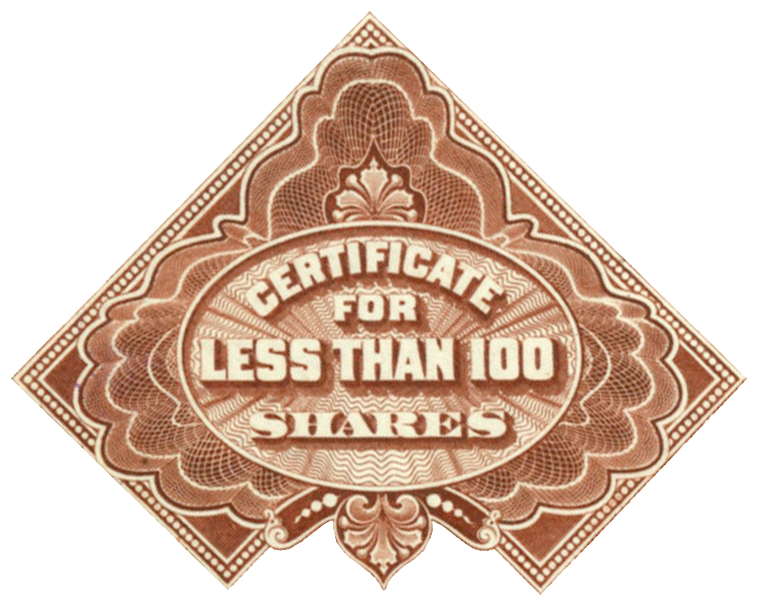 'Less than 100-shares' engraved medallion