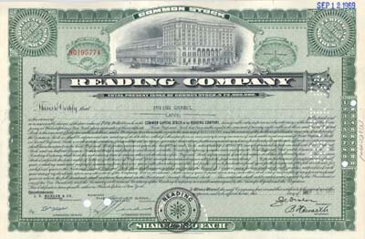 Common stock certificate of the Reading Company