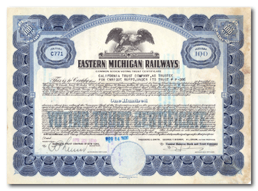 Example of Voting Trust certificate, note underprint Example of Voting Trust certificate, note underprint
