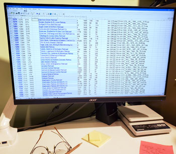 Computer monitor showing typical MS Access table