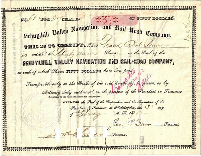 Stock certificate scanned with white scanner cover closed