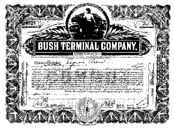 Bush Terminal Company certificate scanned as 1-bit grayscale