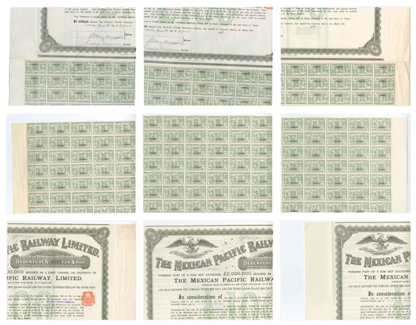 Large Mexican Railway Ltd bond scanned in nine pieces Large Mexican Railway Ltd bond scanned in nine pieces
