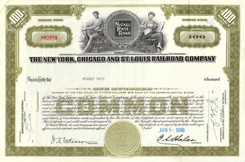 1960 common stock of the The New York Chicago & St Louis Railroad Company