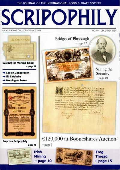 Link to collection of Cox's Corner articles in Scripophily Link to collection of Cox's Corner articles in Scripophily